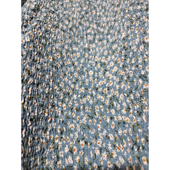 Art Class Girls Teal Floral Smocked Square Neck Long Sleeve Top XXL 18 20 - Picture 5 of 8